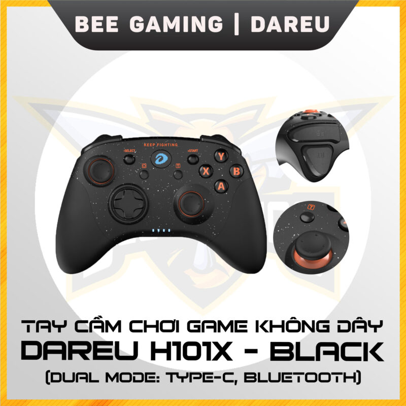 Tay cầm chơi game không dây Dareu H101x Black Kết nối Bluetooth