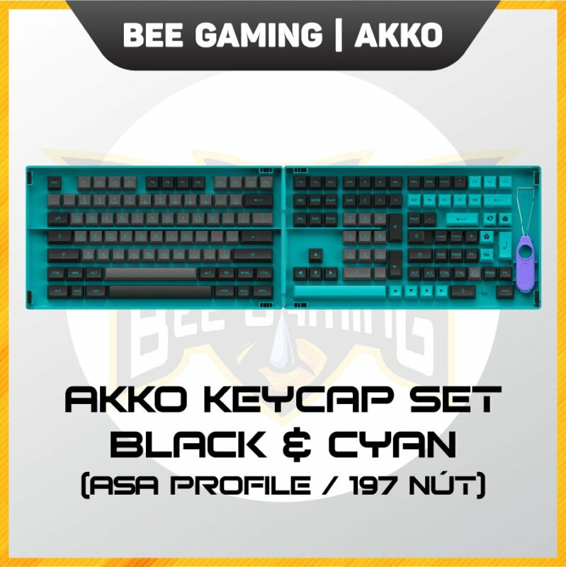 AKKO Keycap set – Black & Cyan (PBT Double-Shot/ASA profile/197 nút ...