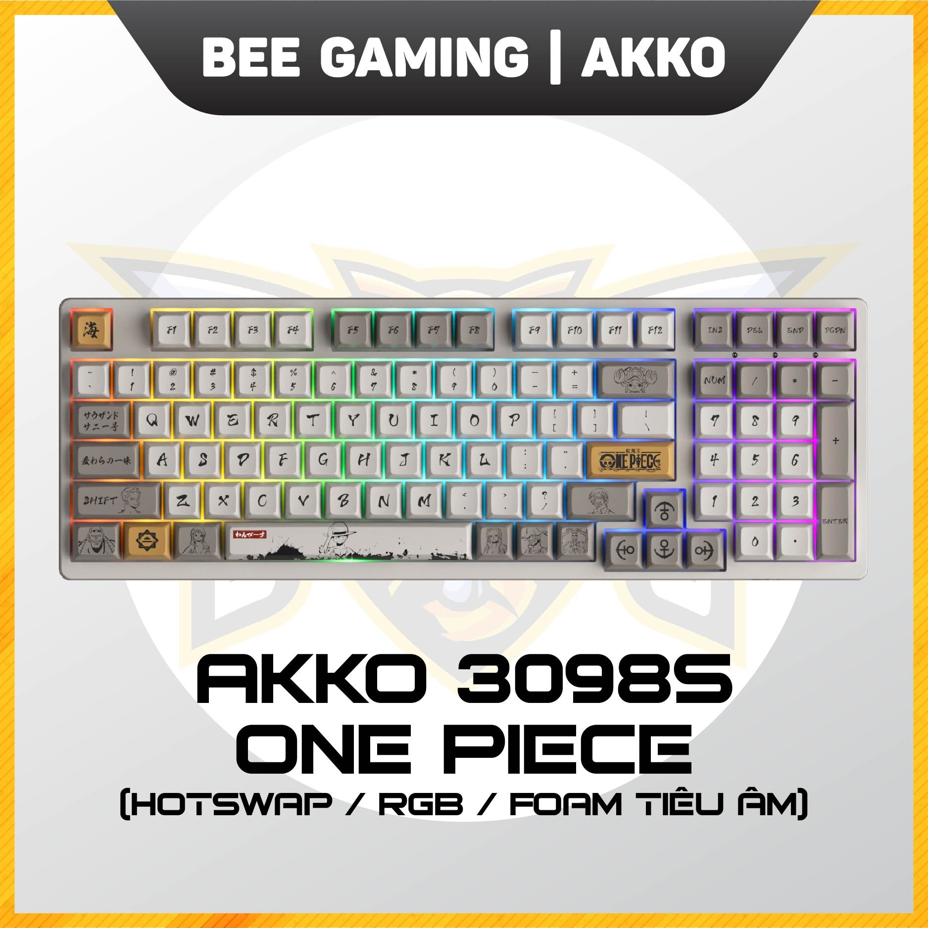 Bàn phím cơ AKKO 3108 RF One Piece – Luffy (Dual-mode / Cream Yellow)
