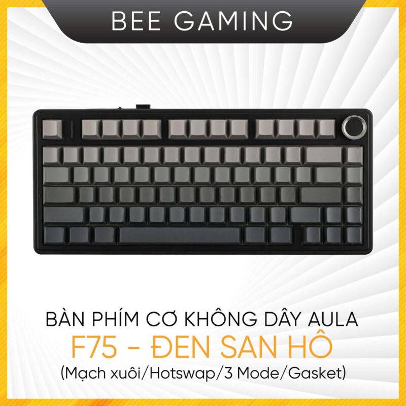 Bàn phím cơ không dây AULA F75 màu Đen San Hô