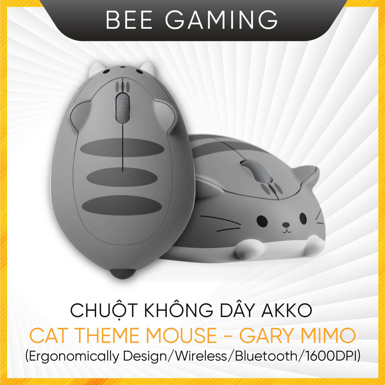 Chuột không dây AKKO - Cat Theme - Gray - Mimo ( Wireless 2.4Ghz ...