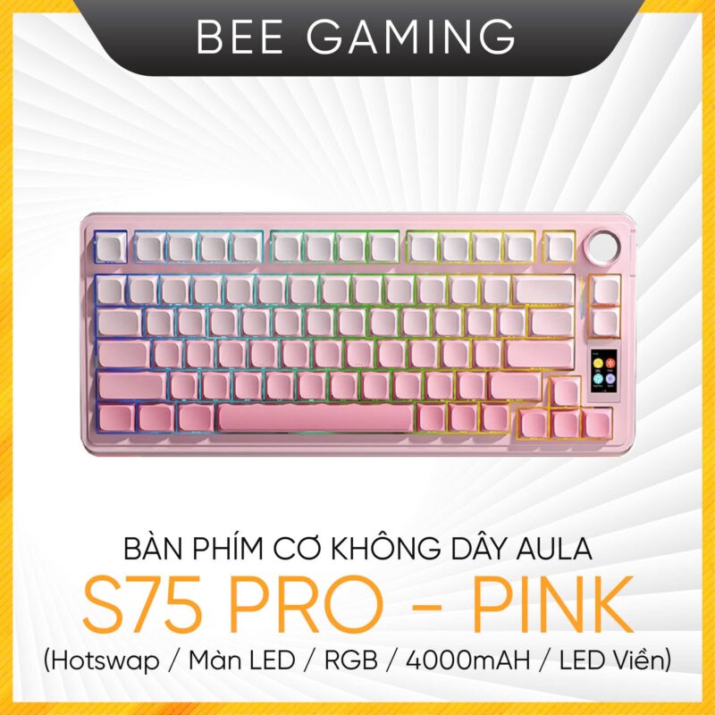 S75 Pro Bàn phím cơ không dây AULA S75 PRO - White (Hotswap / Màn LED / RGB ...